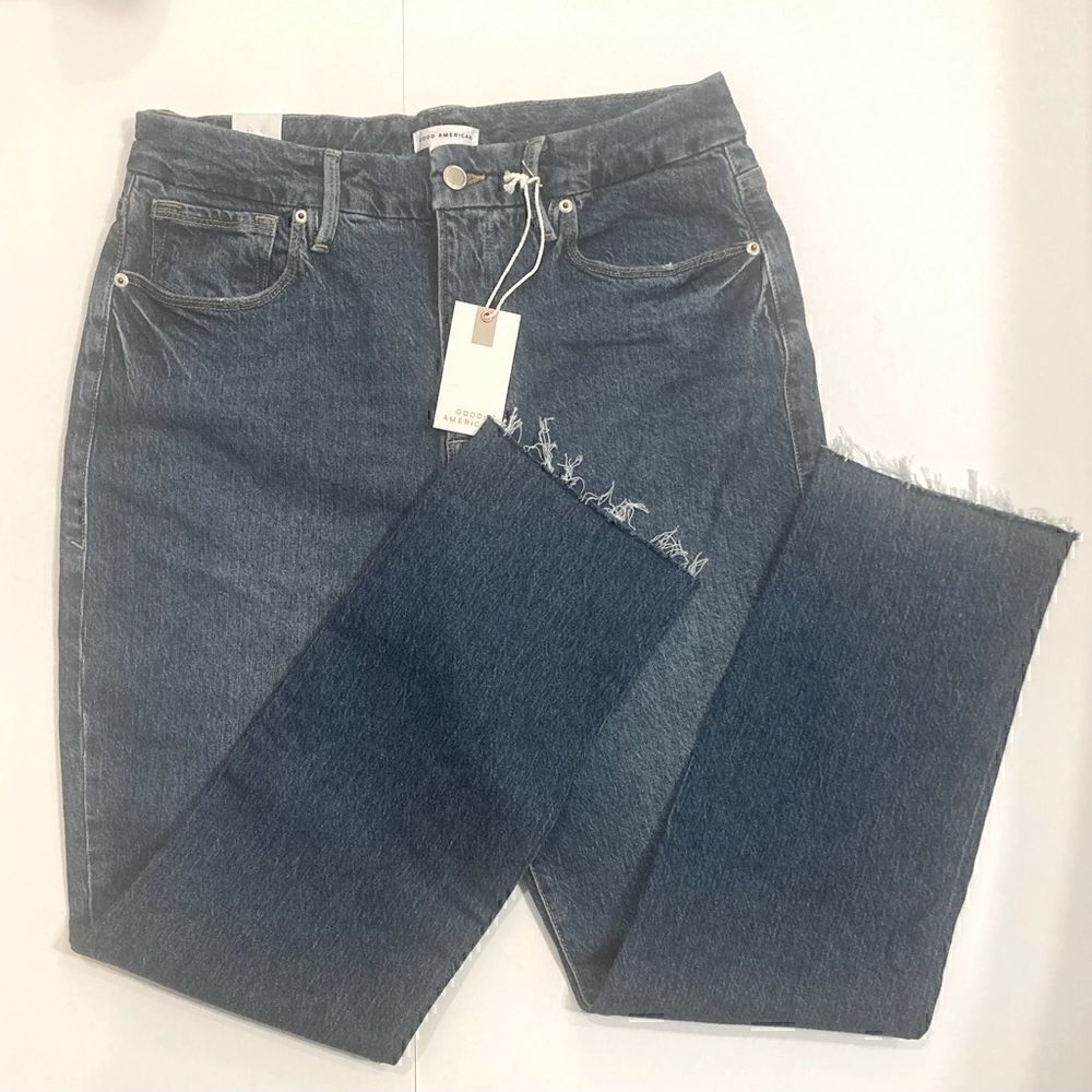 NWT Good American Good Classic Jean w/ Raw Hem Size 15 (34.5”) - Picture 7 of 11